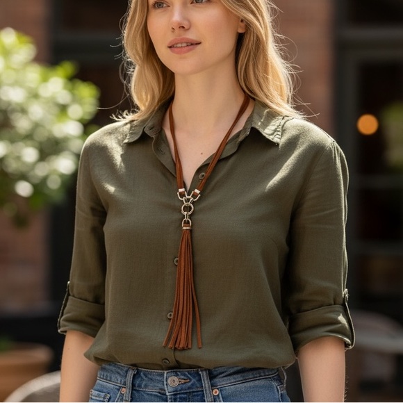 Chico's Accessories - Chico's Brown Faux-Suede Tassel Necklace (BR444)